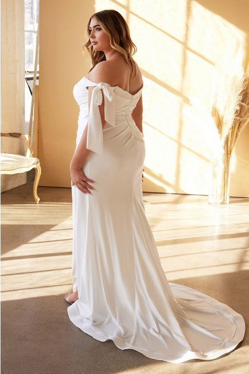 Plus Size Off the Shoulder Tie Up Wedding Dress