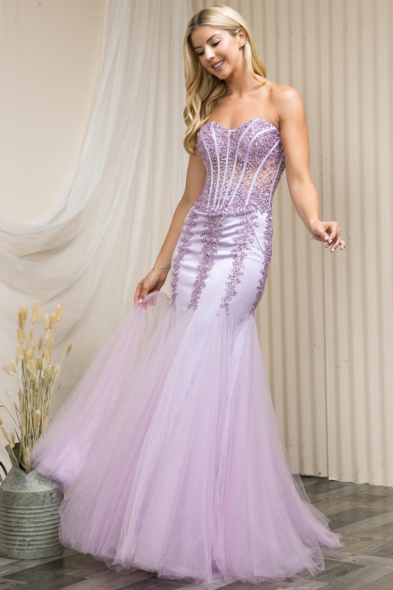 Sleeveless Mermaid Bejeweled Dress