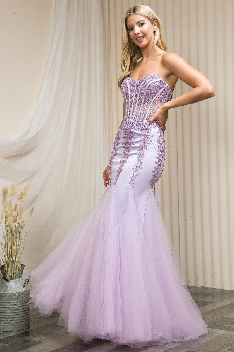 Sleeveless Mermaid Bejeweled Dress