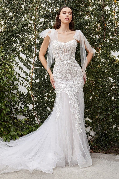 Sleeveless Corset Lace Applique Wedding Dress