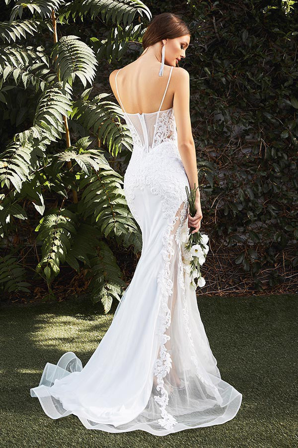 Sleeveless Mermaid Illusion Wedding Dress