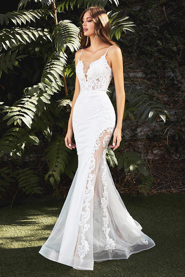 Sleeveless Mermaid Illusion Wedding Dress