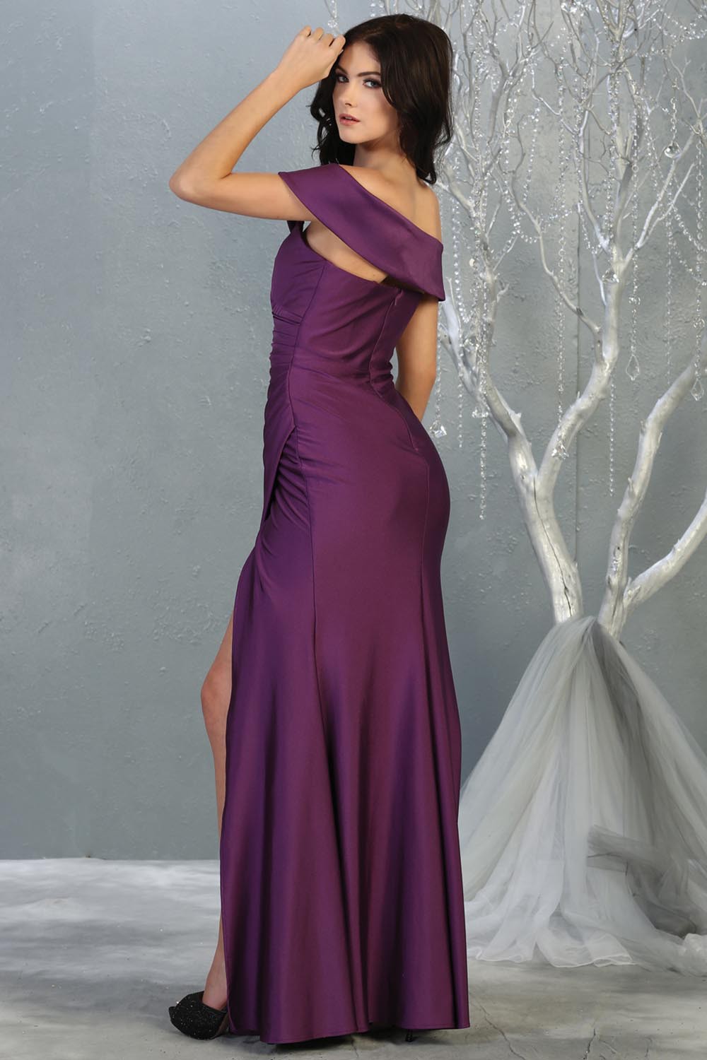 Satin Off the Shoulder Bridesmaid Dress