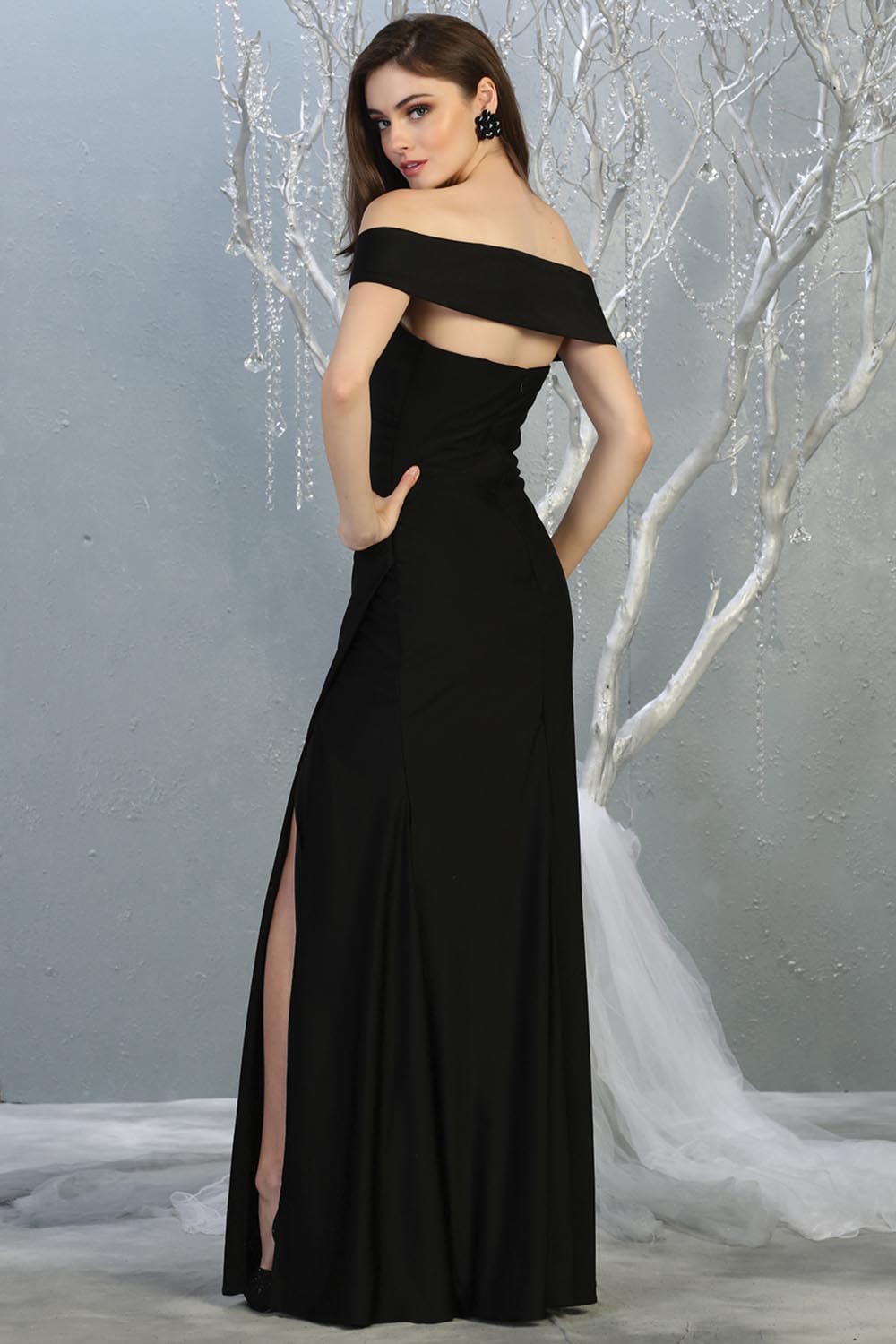 Satin Off the Shoulder Bridesmaid Dress