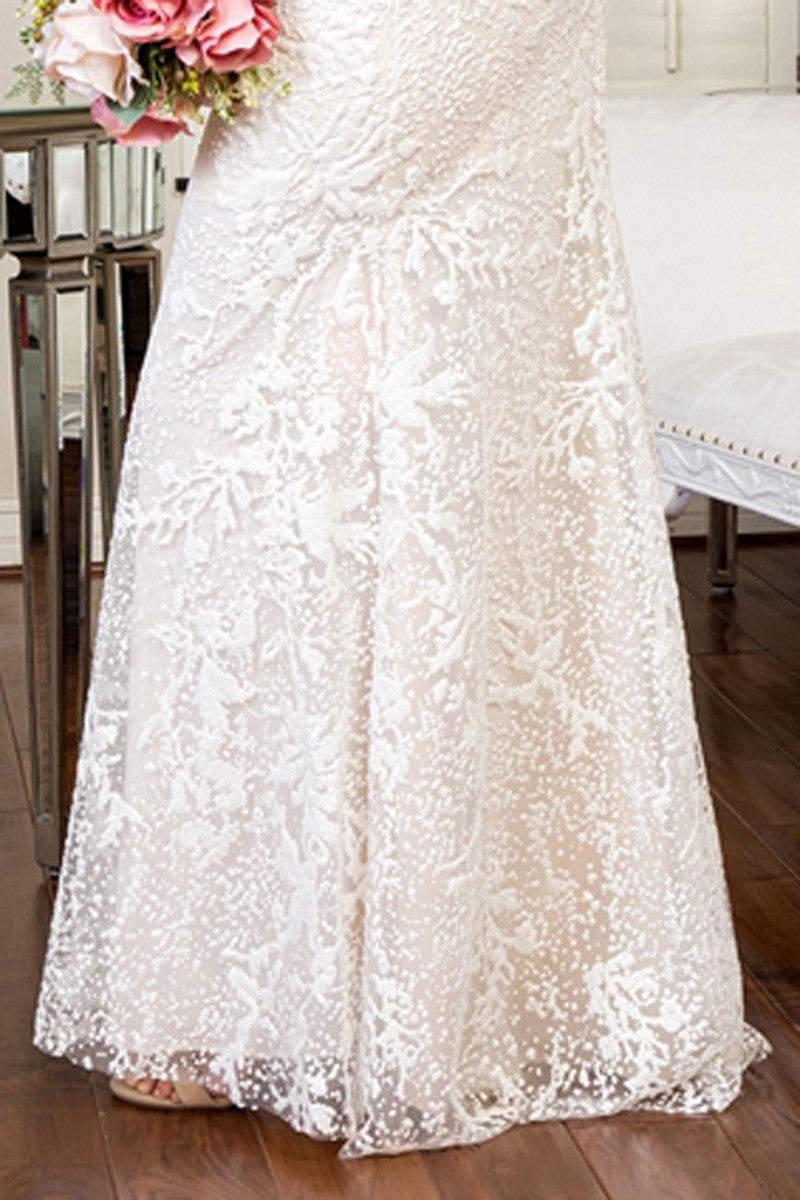 Plus Size Illusion Mermaid Wedding Dress w/Detachable Overskirt.