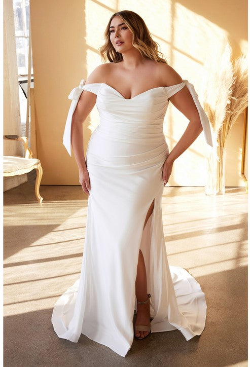 Plus Size Off the Shoulder Tie Up Wedding Dress