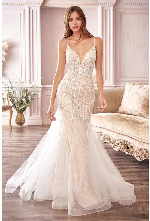 Strapless Beaded Illusion Wedding Dress