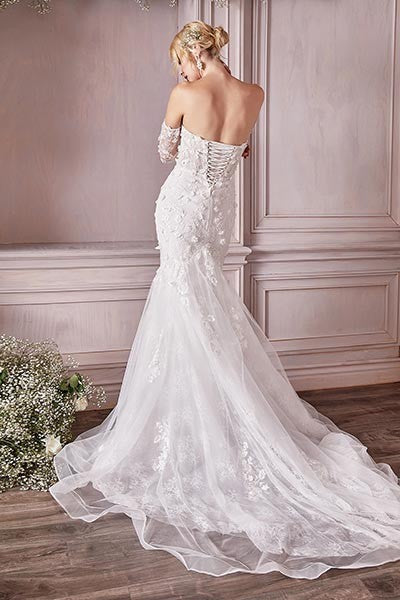 Strapless Floral Applique Mermaid Wedding Dress