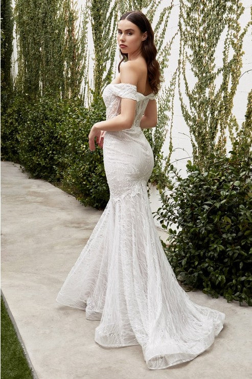 Lace Off the Shoulder Mermaid Wedding Dress