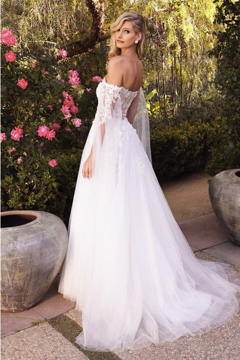 Off the Shoulder Lace A-Line Wedding Gown
