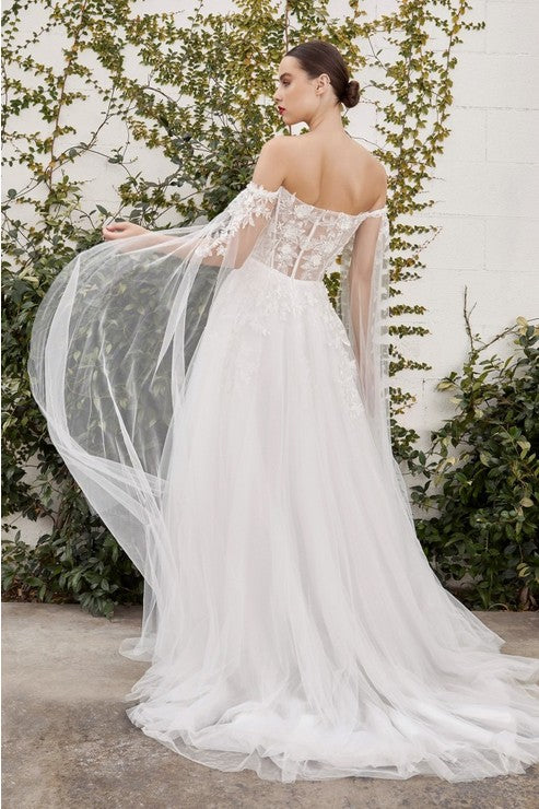 Off the Shoulder Lace A-Line Wedding Gown