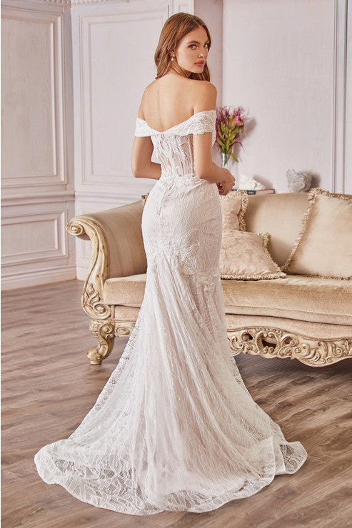 Off the Shoulder Lace Mermaid Wedding Dress