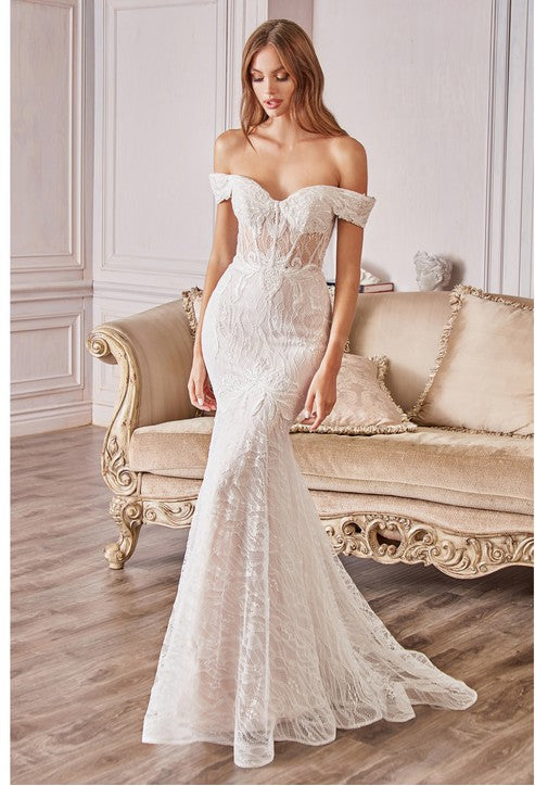 Off the Shoulder Lace Mermaid Wedding Dress
