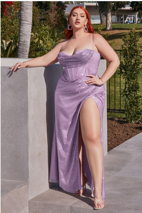 Prom Plus Lace Up Corset Glitter Ball Gown