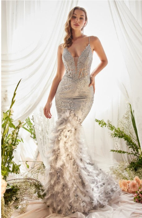 Sleeveless Feather Mermaid Dress