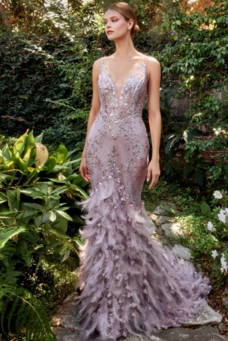 Sleeveless Feather Mermaid Dress