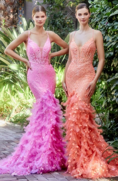 Sleeveless Feather Mermaid Dress