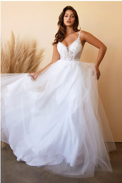 Sleeveless Layered Tulle Wedding Dress