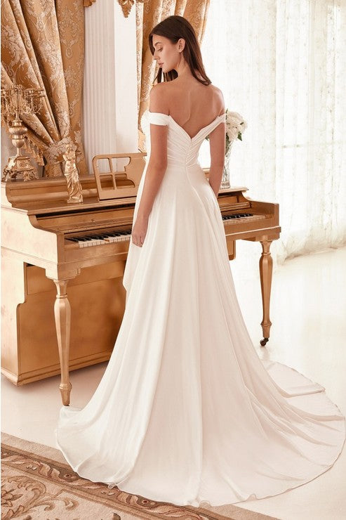 Draped Off the Shoulder Wedding Dress