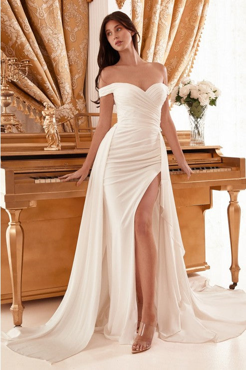Draped Off the Shoulder Wedding Dress