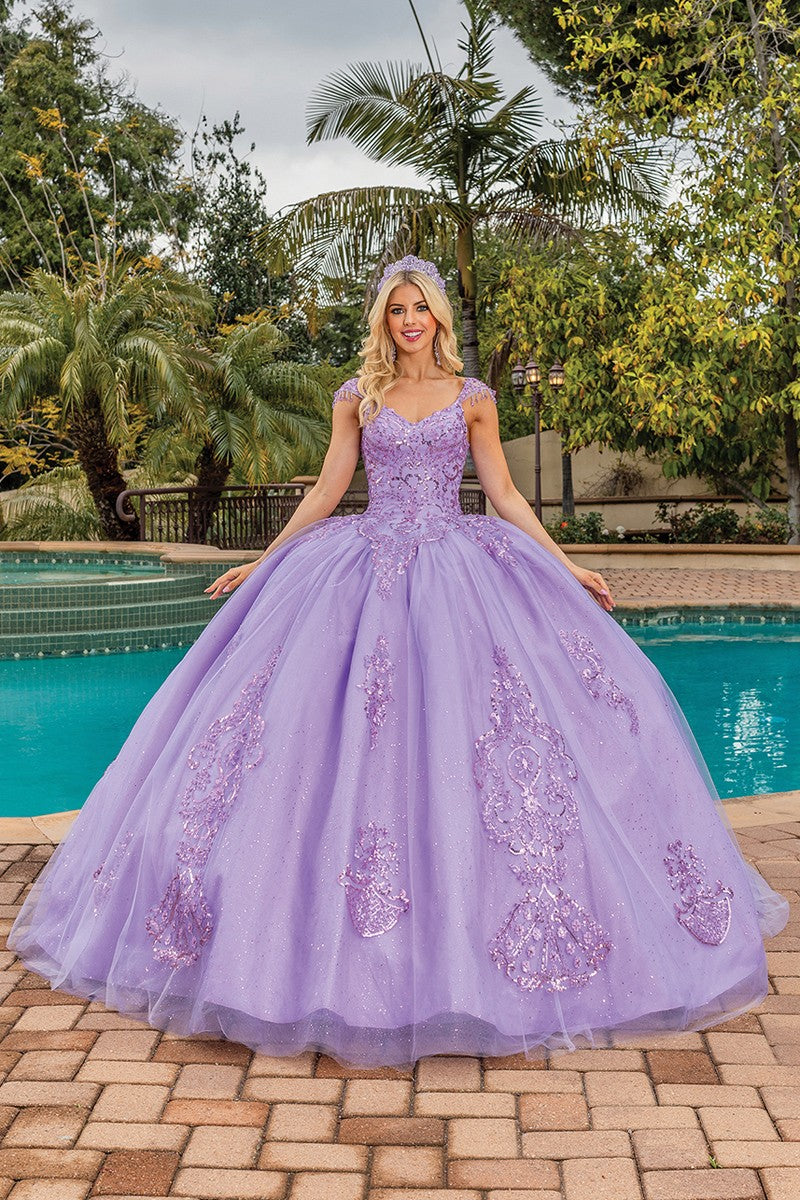 Shoulder Straps Embellished Quinceanera Dress