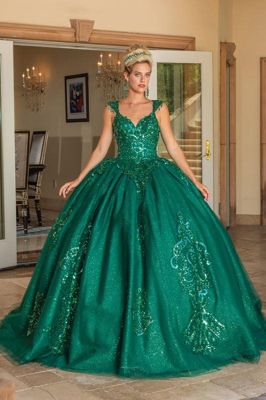 Shoulder Straps Embellished Quinceanera Dress
