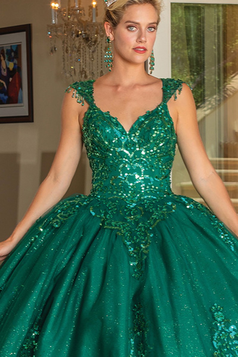 Shoulder Straps Embellished Quinceanera Dress