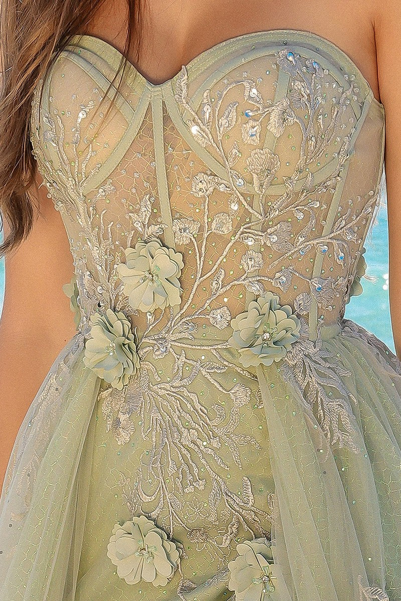 3d Floral Applique Sleeveless Dress