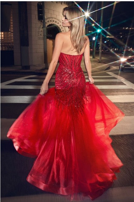 Strapless Beaded Mermaid Dress
