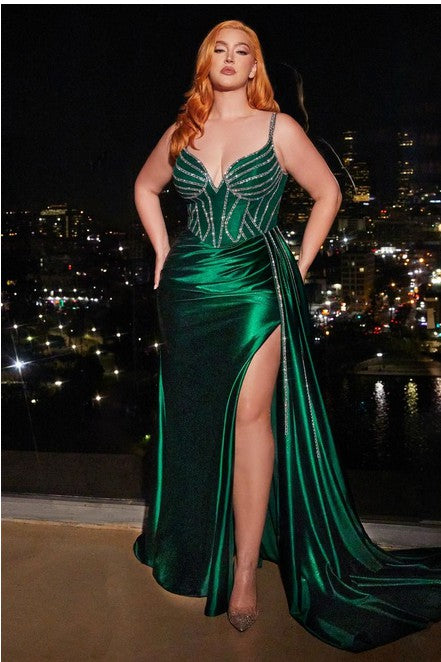 Prom Plus Sleeveless Satin Embellished Dress
