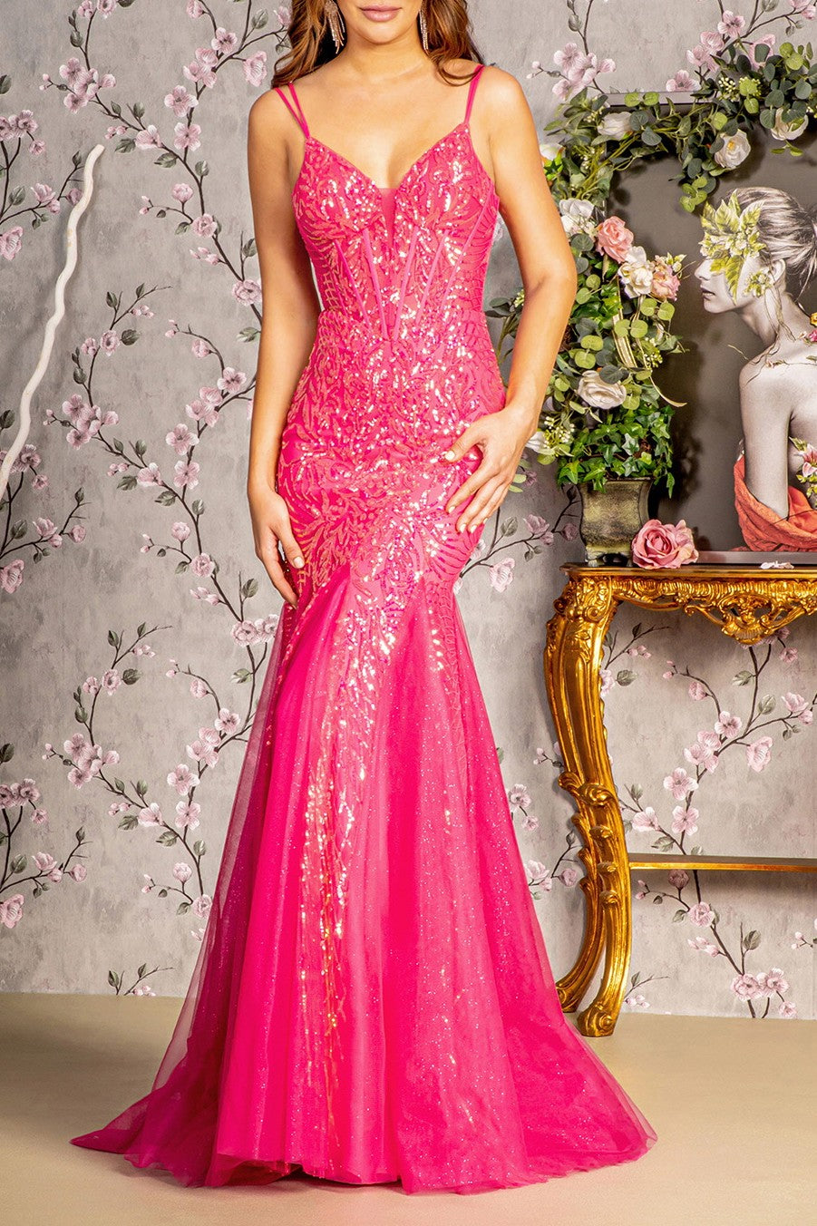 Pink Sleeveless Sequin Dress